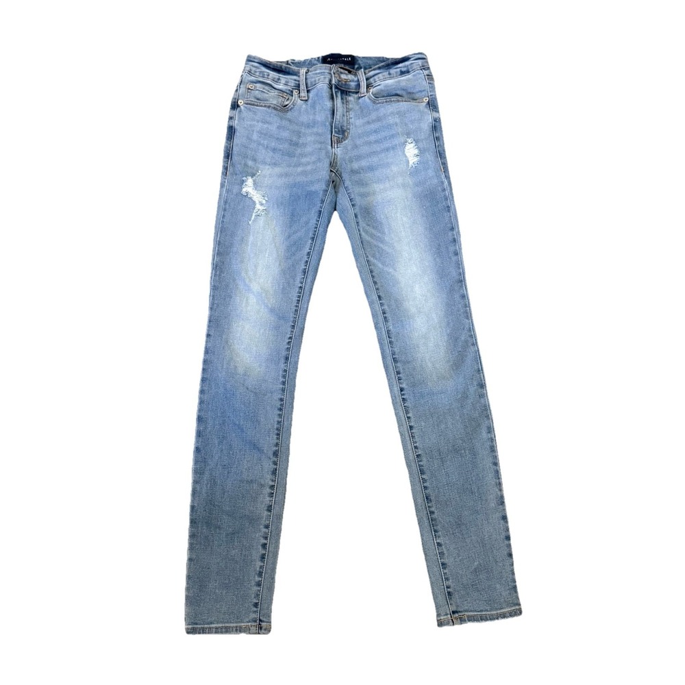Aeropostale Jeans‎ Women's 4 Blue Stone Wash Low Rise Skinny Jeans Distressed